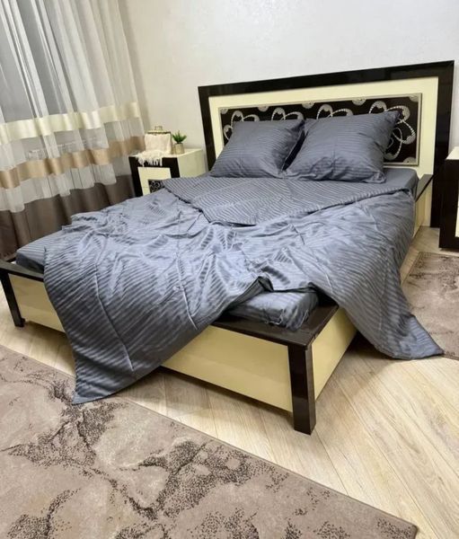 Страйп сатин євро 100% бавовна купити "Сірий" 11236 фото