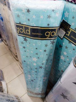 Тканина Бязь Gold "Дрібні зірки на бірюзі" 10162 фото