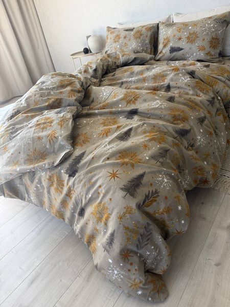 Полуторний комплект постільної білизни з байки &laquo;Золота Зима 4698&raquo; &mdash; 100% бавовна 13901 фото